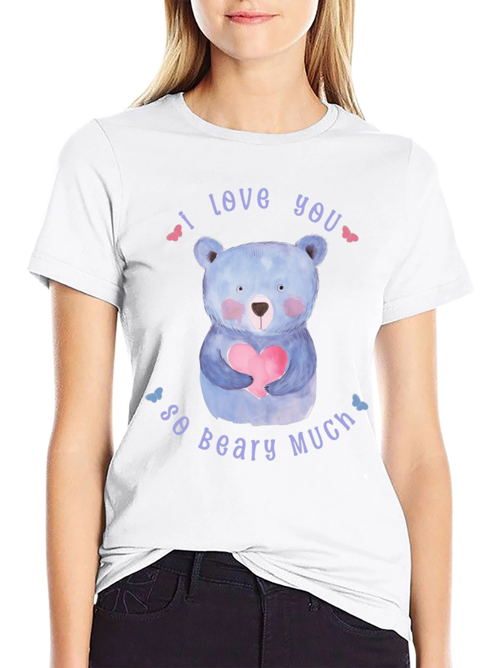 I Love You So Beary Much Black T-Shirt