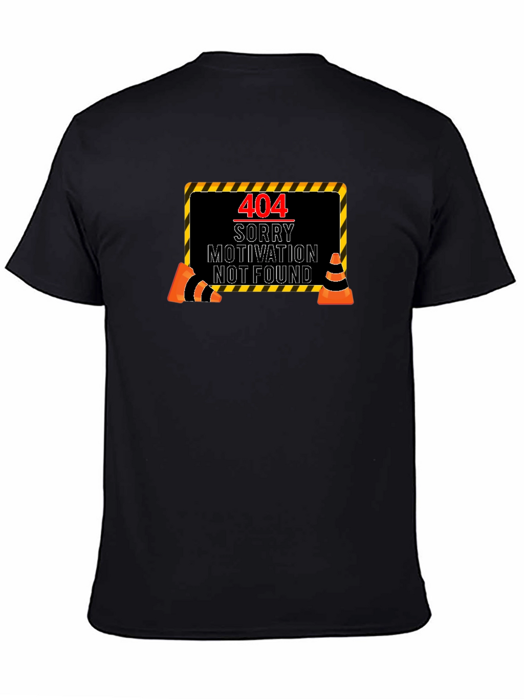404 Motivation Not Found Black Graphic Tee