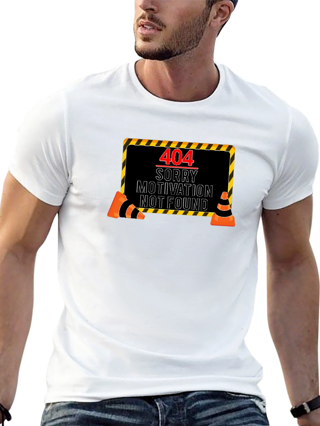 404 Motivation Not Found Black Graphic Tee