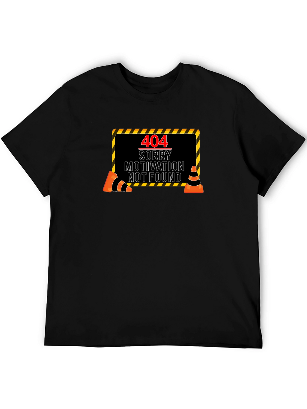 404 Motivation Not Found Black Graphic Tee