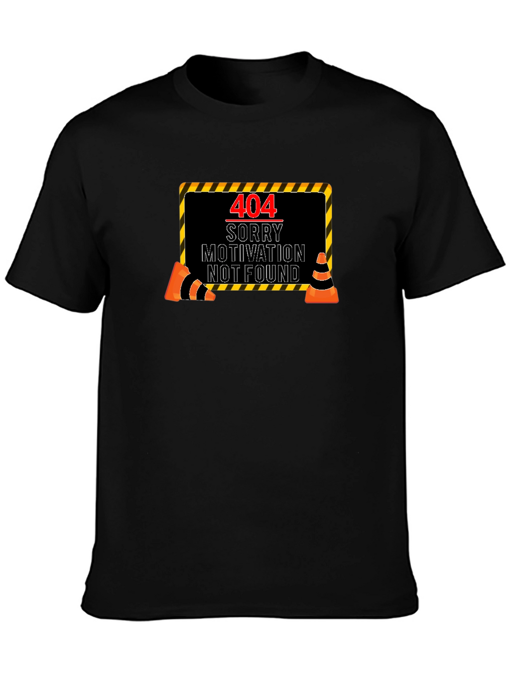 404 Motivation Not Found Black Graphic Tee