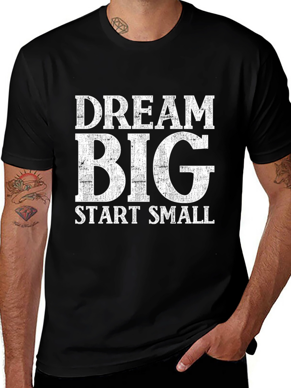 Dream Big Start Small Black Graphic T-Shirt
