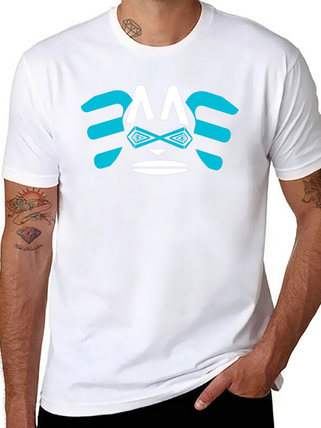 Abstract Face Graphic Tee - Trendy Casual Shirt