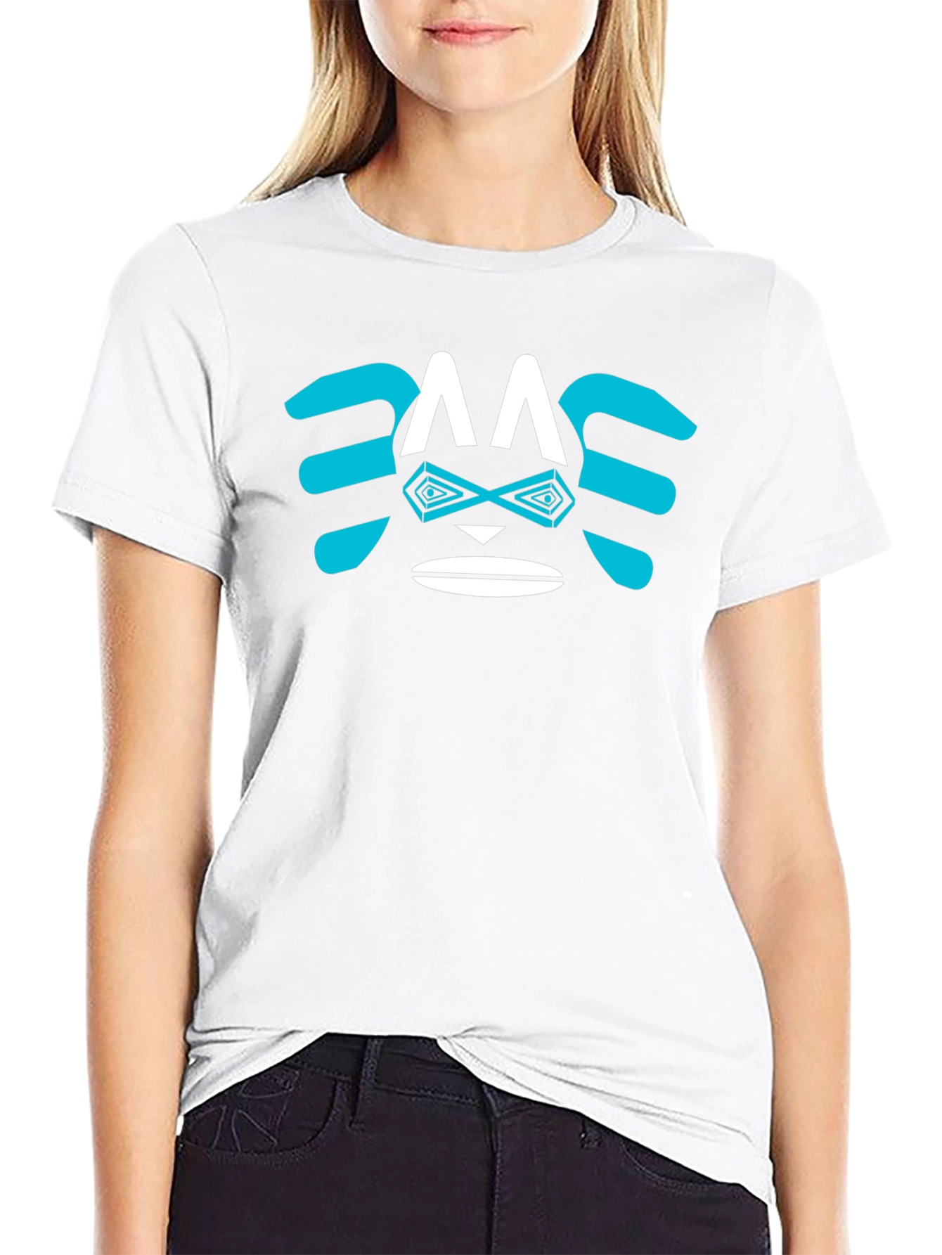 Abstract Face Graphic Tee - Trendy Casual Shirt