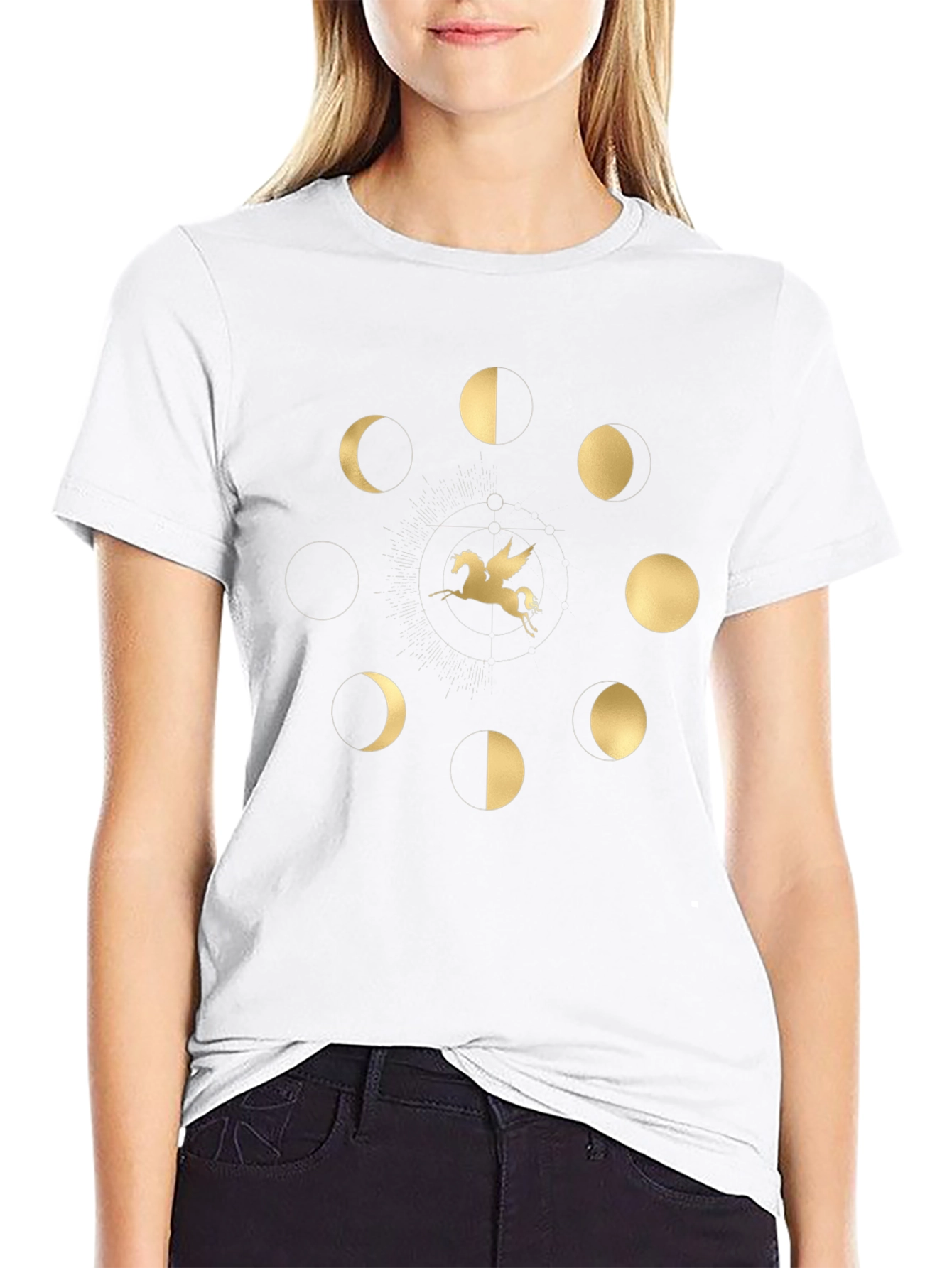 Pegasus & Moon Phases Black T-Shirt