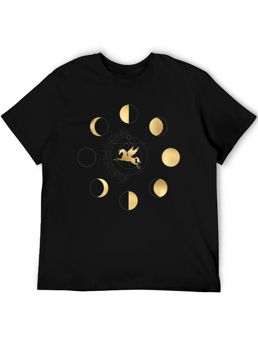Pegasus & Moon Phases Black T-Shirt