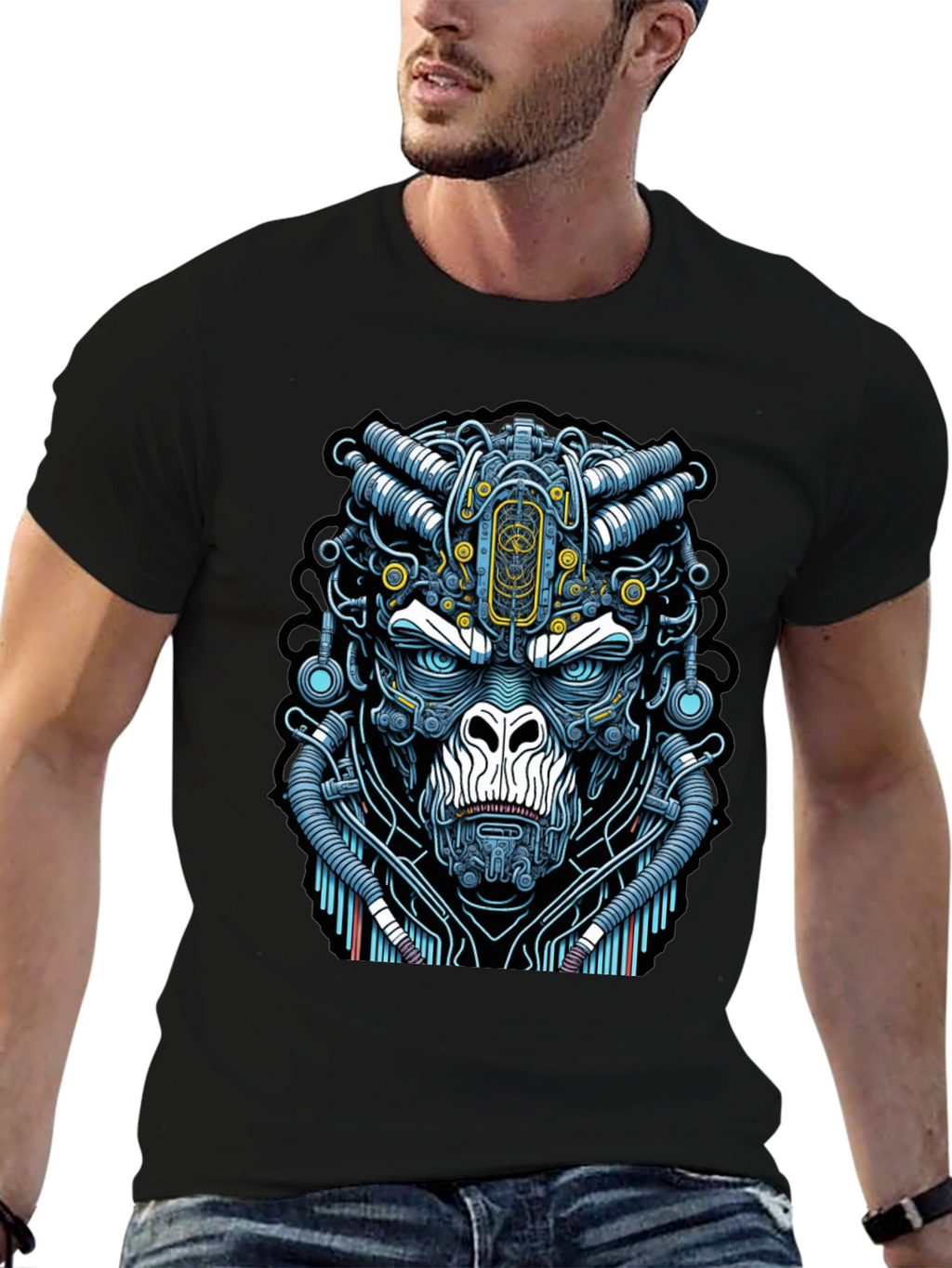 Cyber Gorilla T-Shirt - Unique Sci-Fi Ape Design