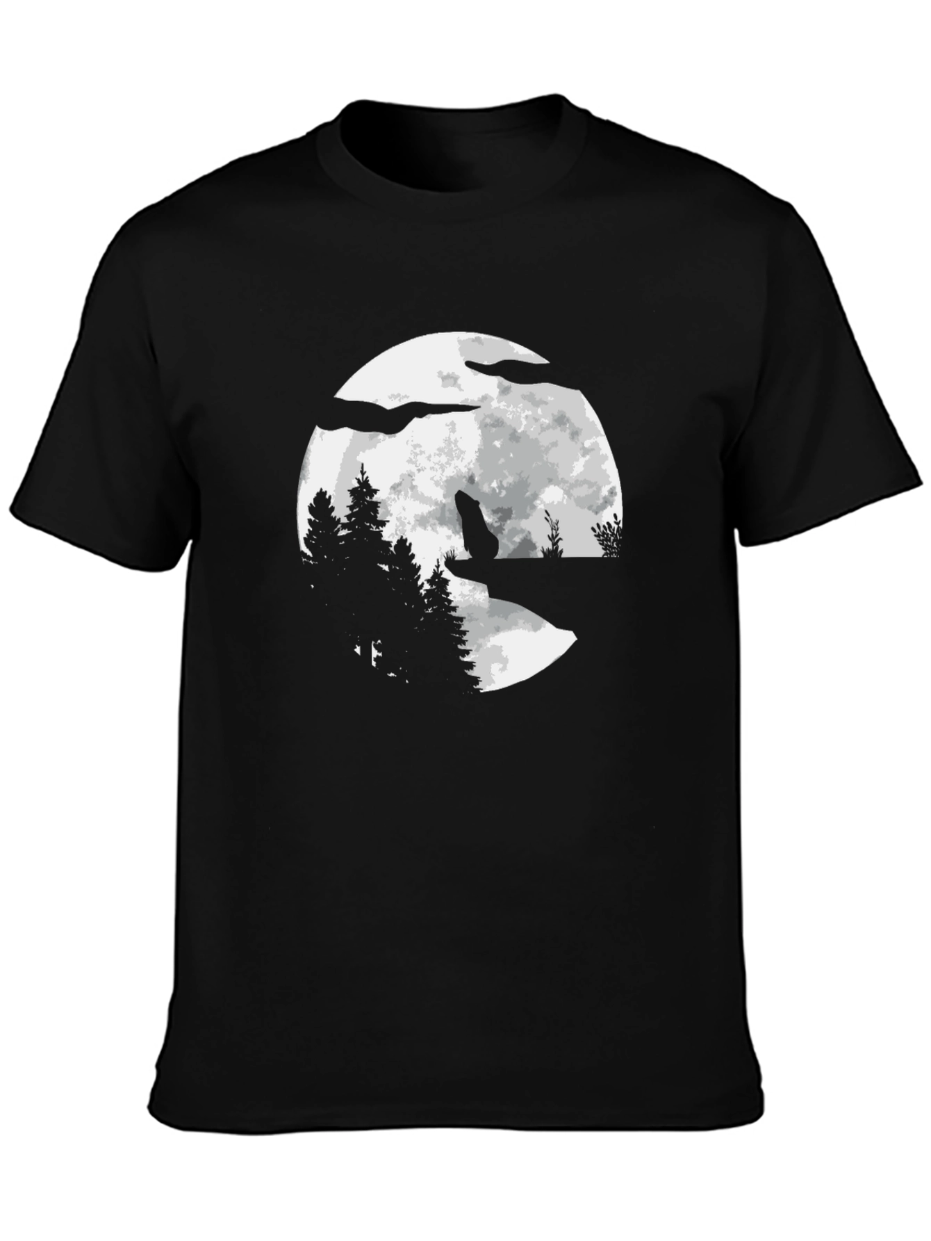 Wolf Moon Graphic T-Shirt - Black Cotton Tee