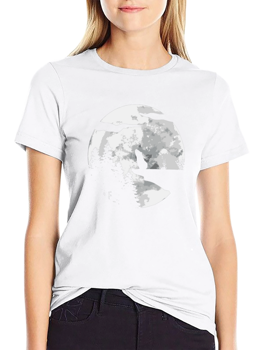 Wolf Moon Graphic T-Shirt - Black Cotton Tee