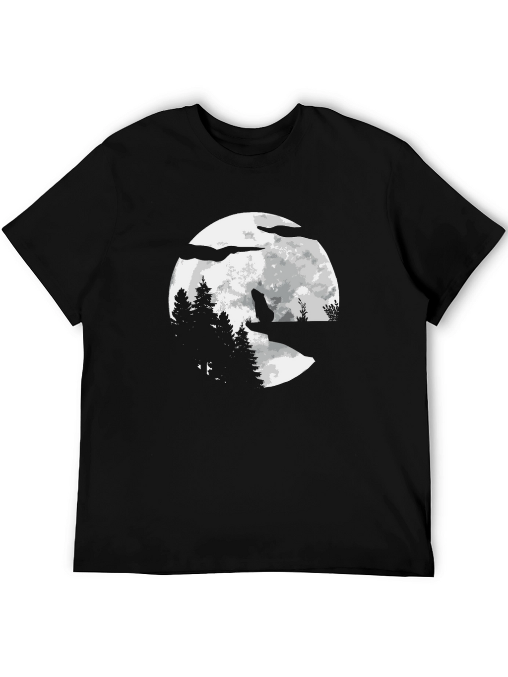 Wolf Moon Graphic T-Shirt - Black Cotton Tee