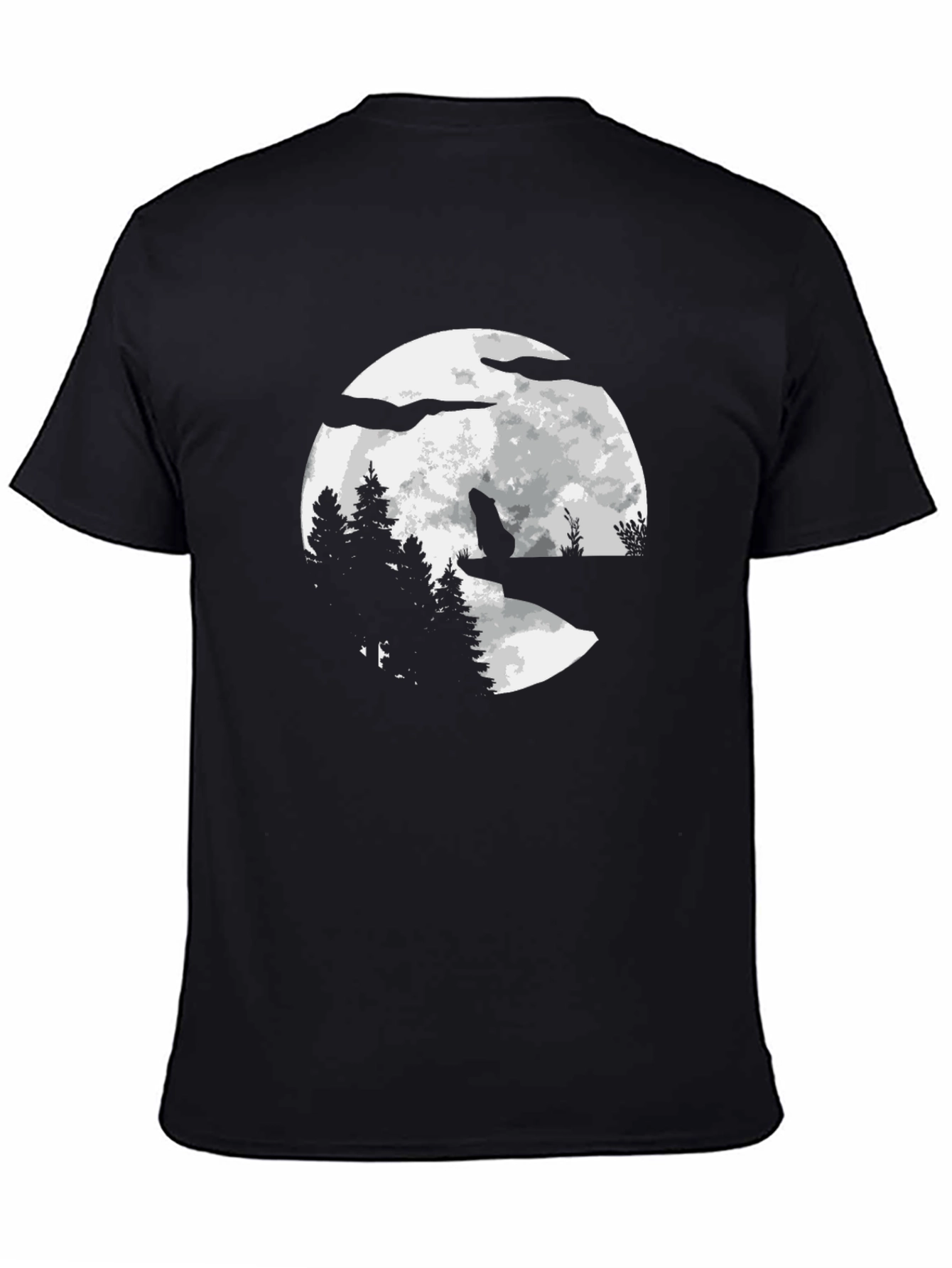 Wolf Moon Graphic T-Shirt - Black Cotton Tee