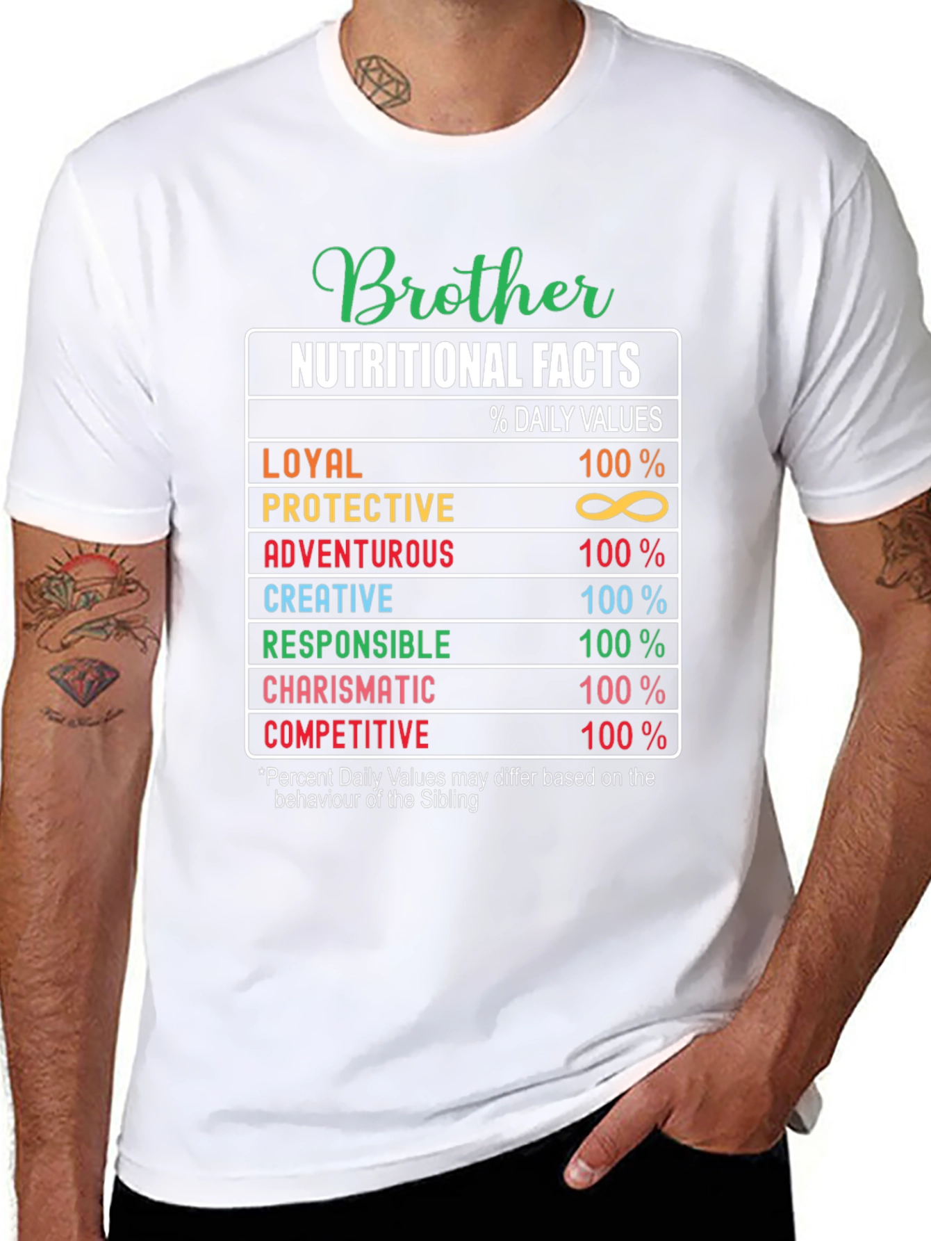 Brother Nutritional Facts Black Graphic T-Shirt