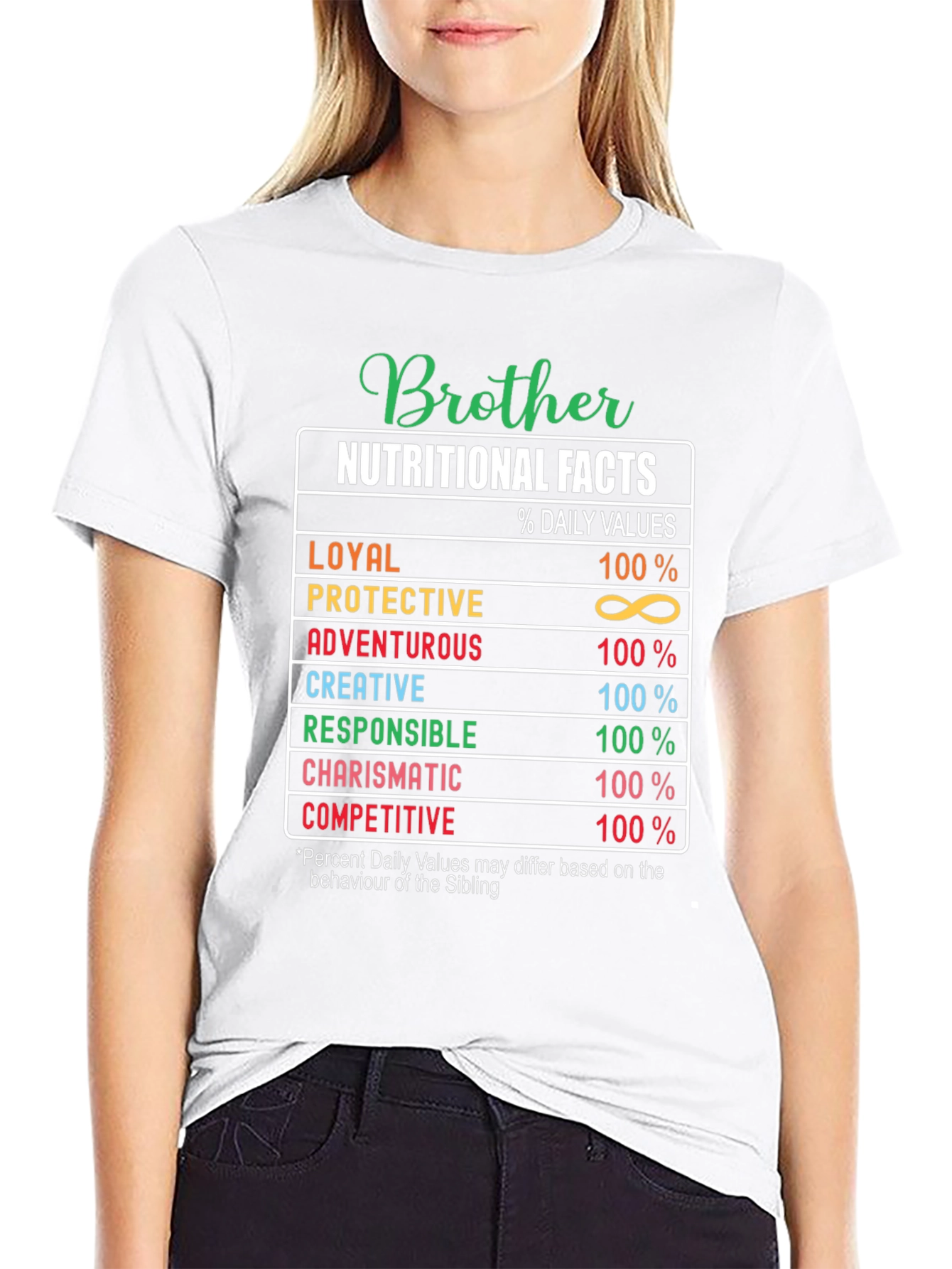 Brother Nutritional Facts Black Graphic T-Shirt