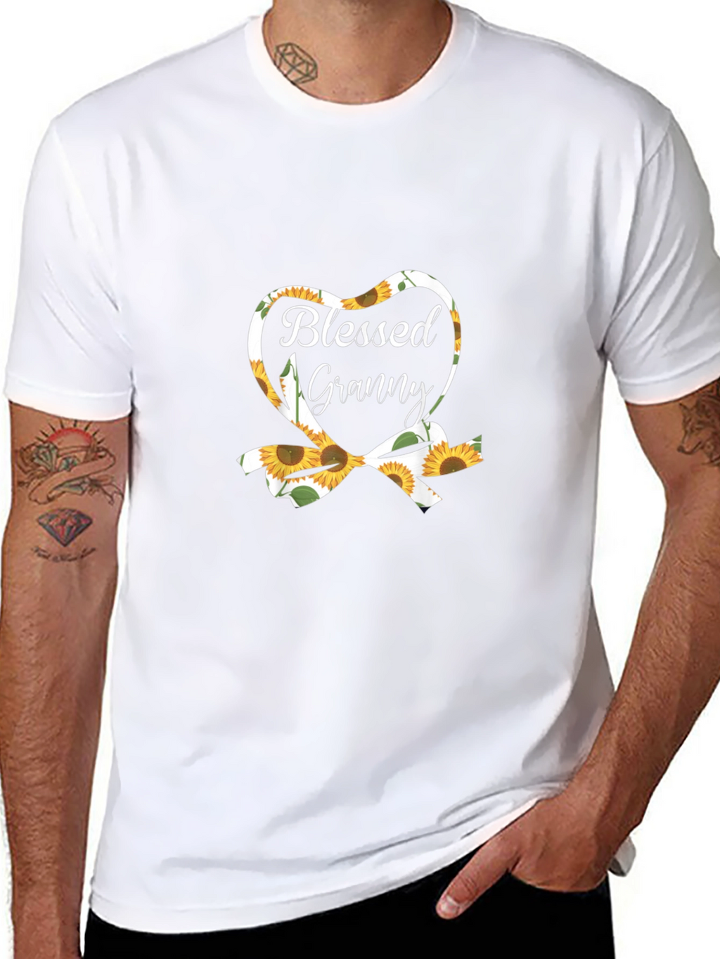 Blessed Granny Sunflower Heart Graphic Tee