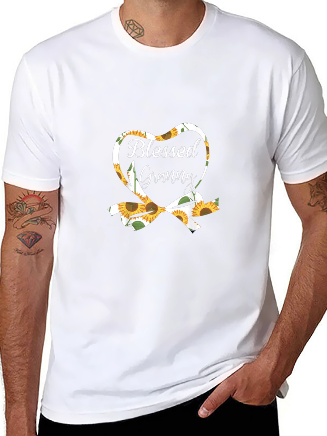 Blessed Granny Sunflower Heart Graphic Tee