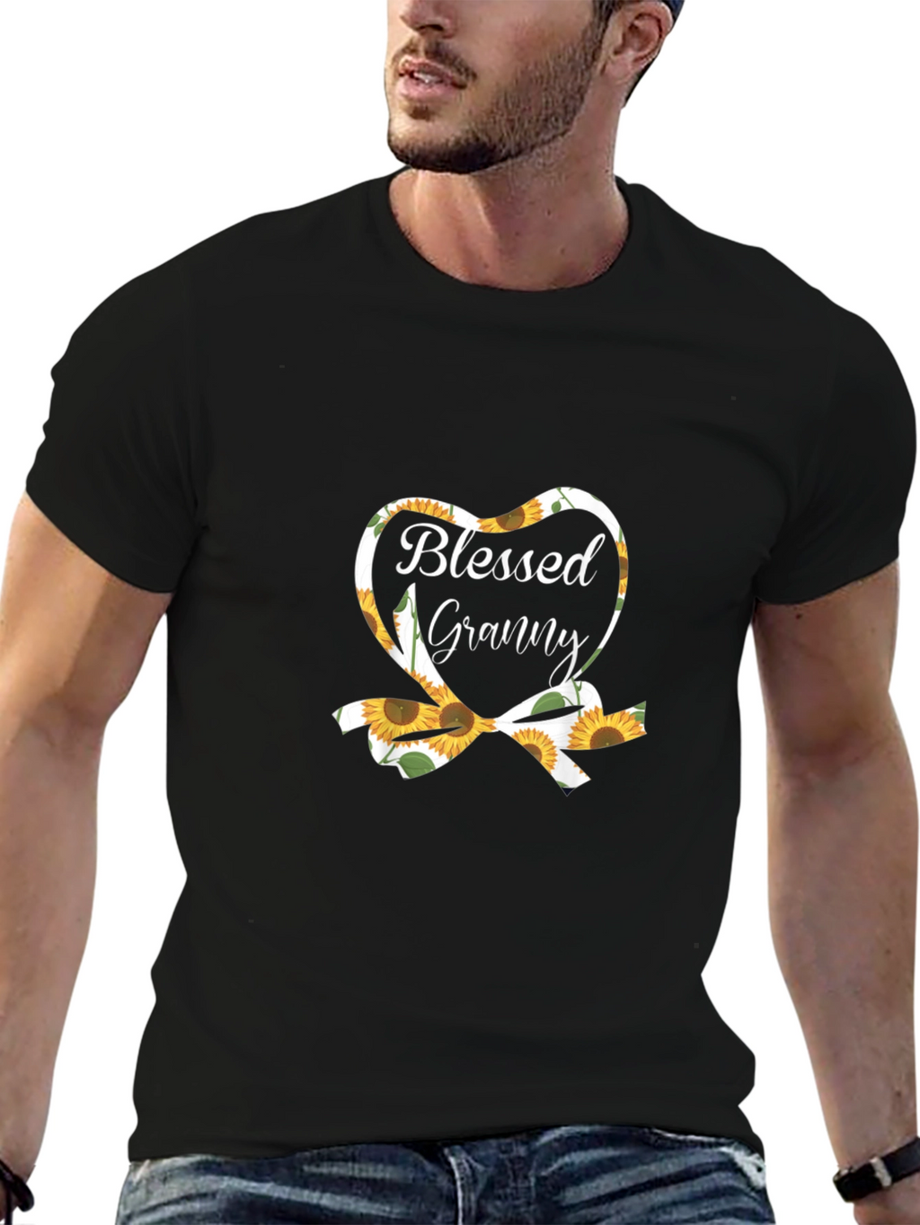 Blessed Granny Sunflower Heart Graphic Tee