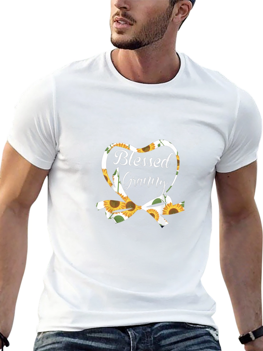 Blessed Granny Sunflower Heart Graphic Tee