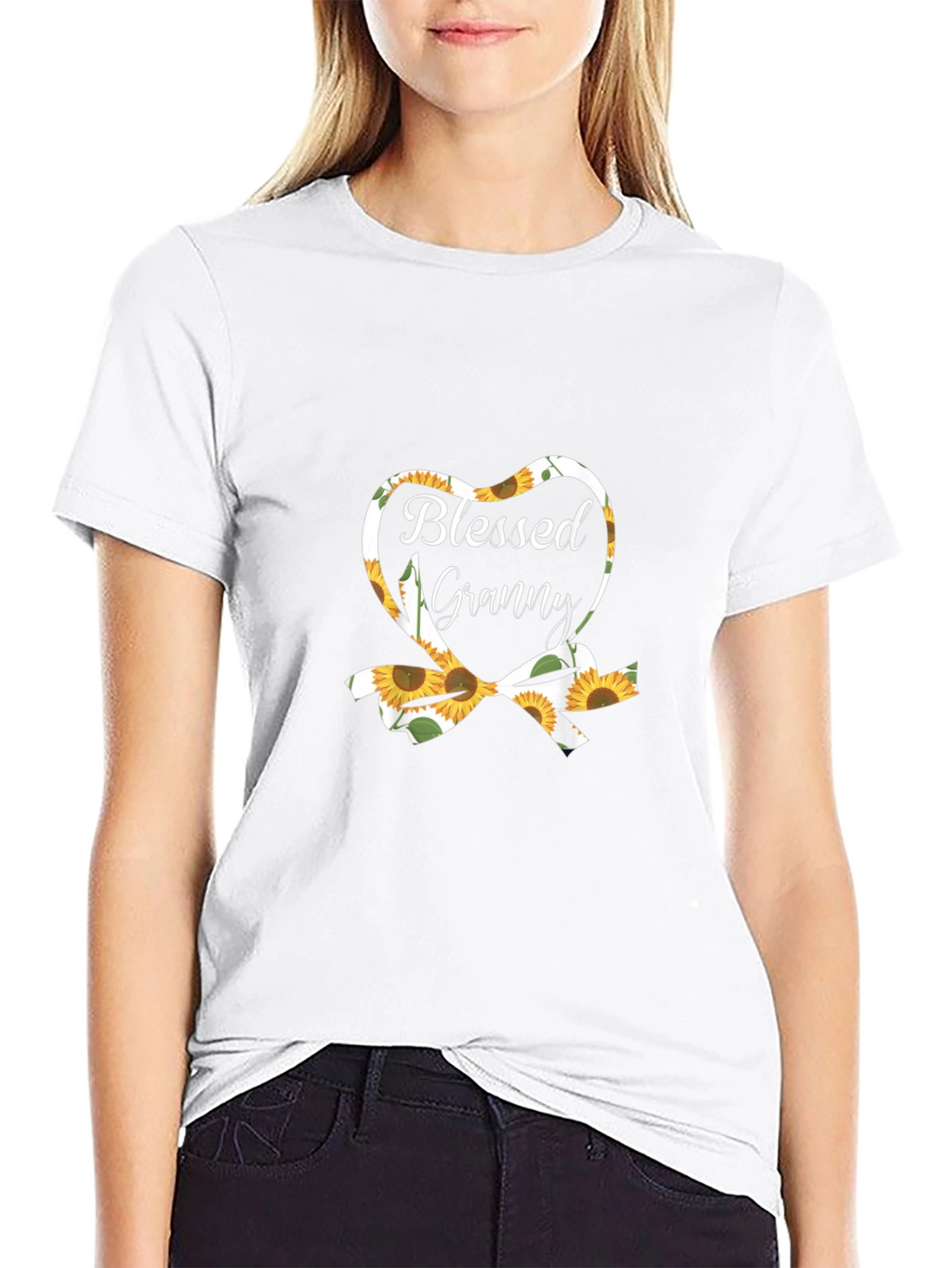 Blessed Granny Sunflower Heart Graphic Tee
