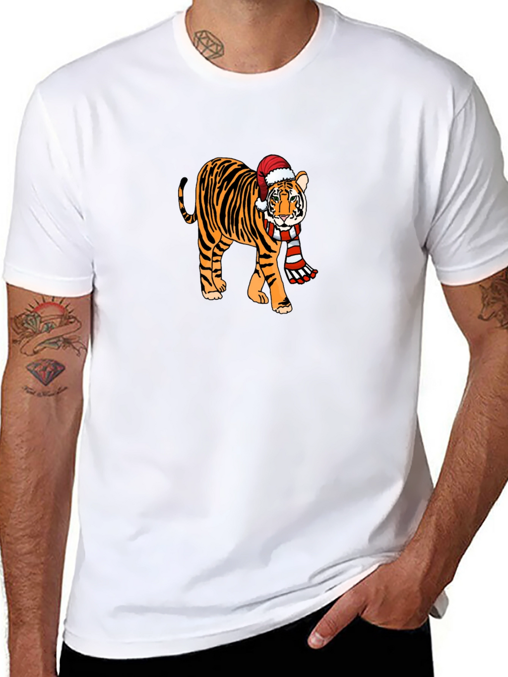 Festive Tiger Graphic Tee - Holiday Style!