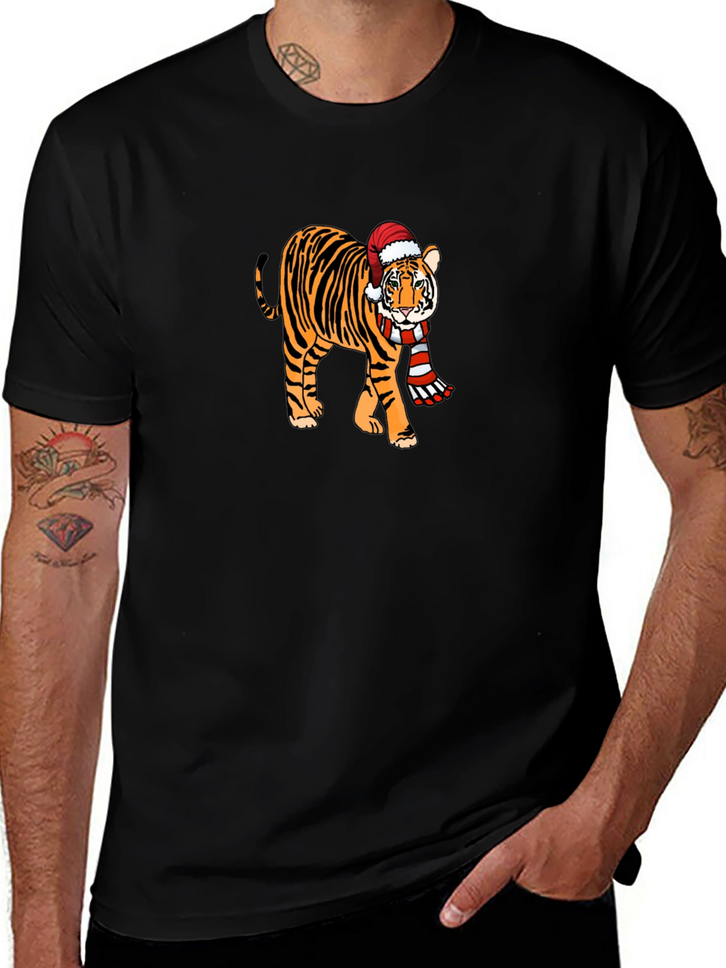 Festive Tiger Graphic Tee - Holiday Style!