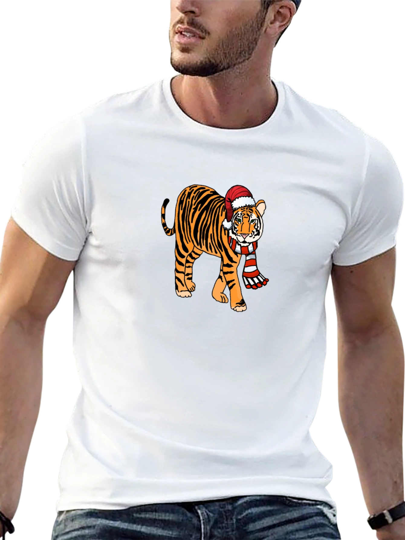 Festive Tiger Graphic Tee - Holiday Style!