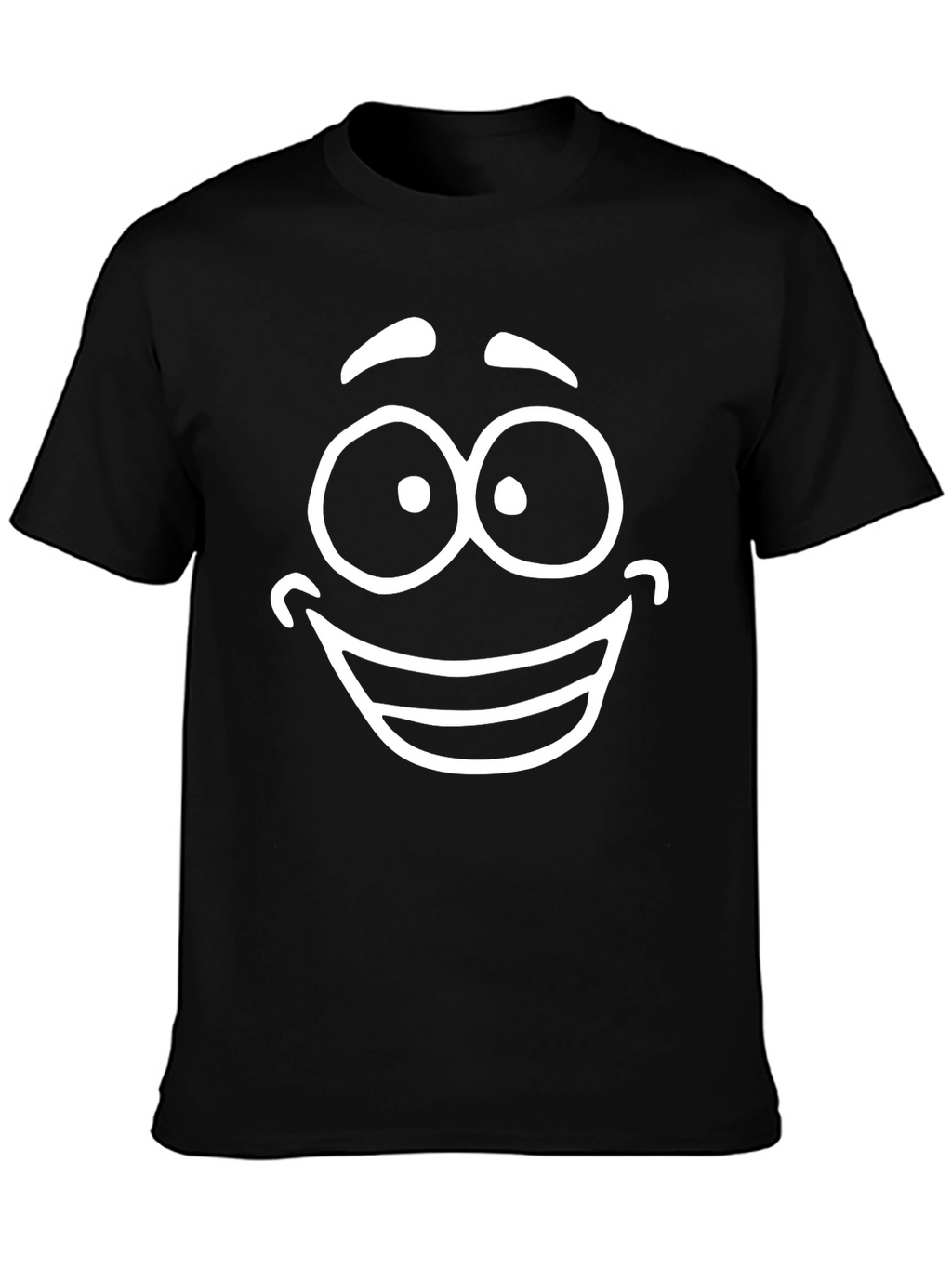 Smiling Face Graphic Tee - Classic Black Cotton