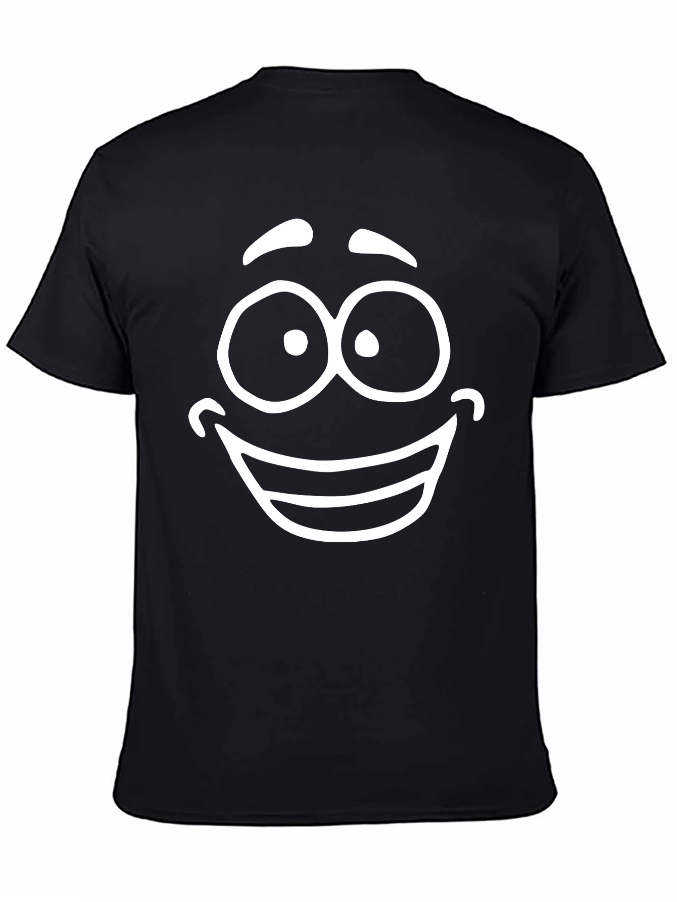 Smiling Face Graphic Tee - Classic Black Cotton