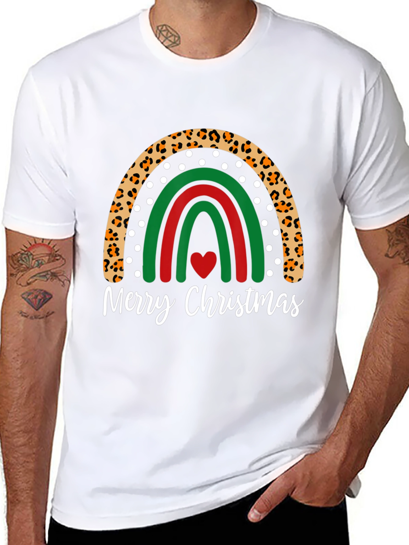 Merry Christmas Rainbow Graphic Tee