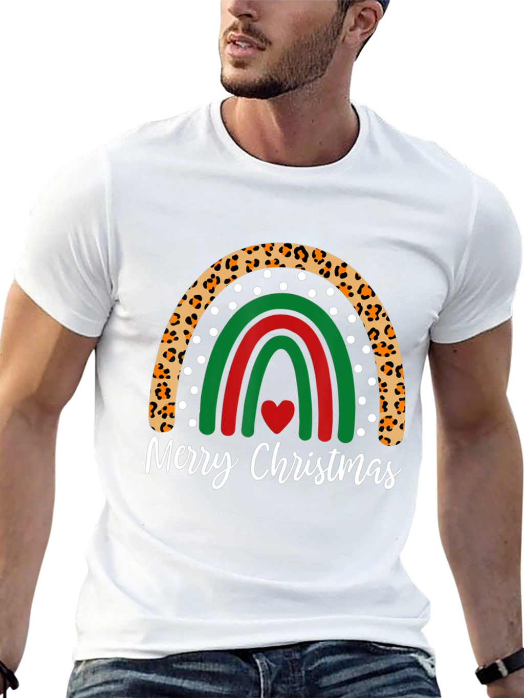 Merry Christmas Rainbow Graphic Tee