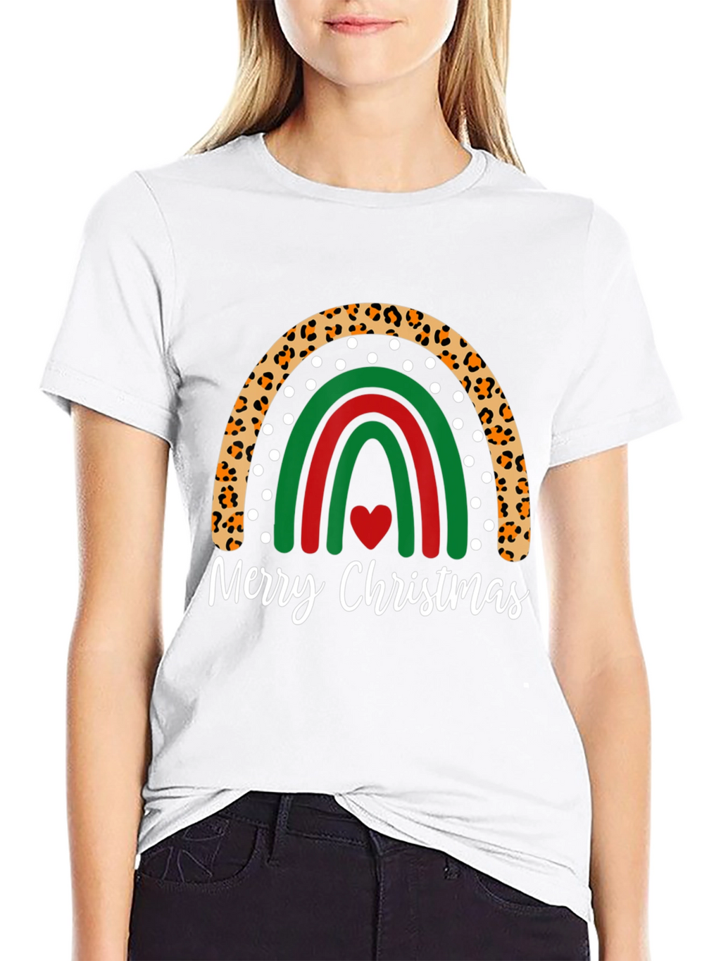 Merry Christmas Rainbow Graphic Tee