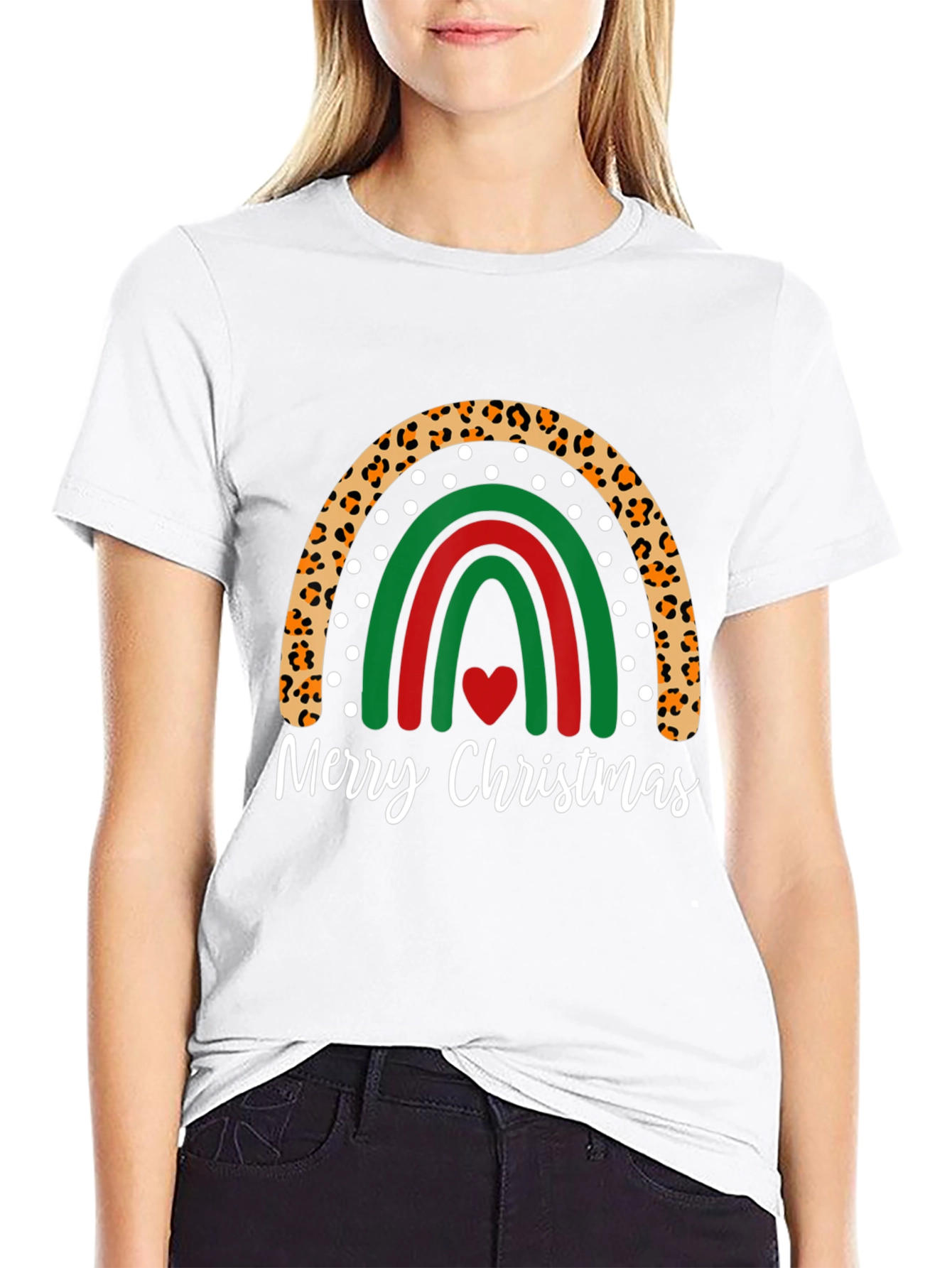 Merry Christmas Rainbow Graphic Tee