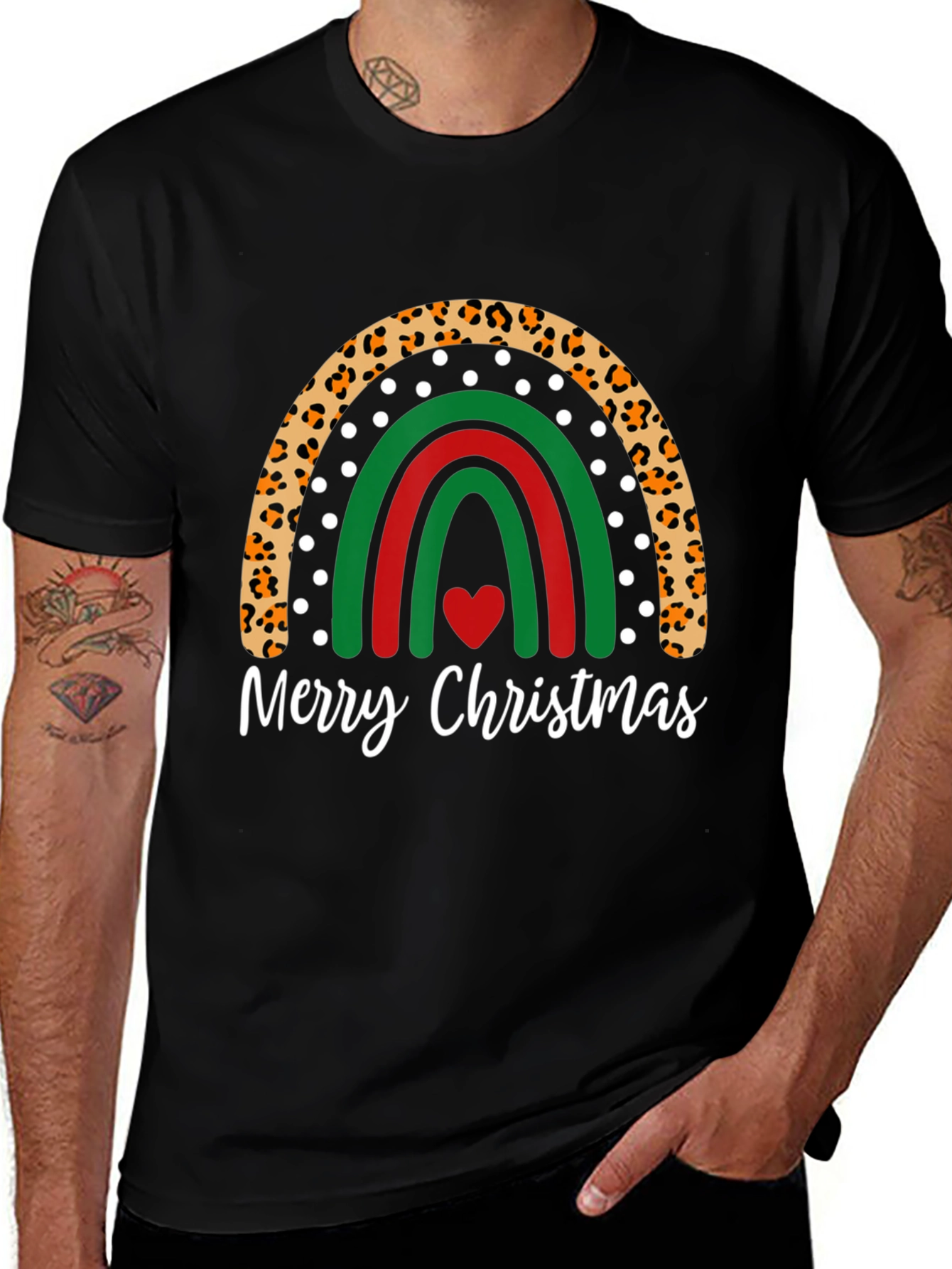 Merry Christmas Rainbow Graphic Tee
