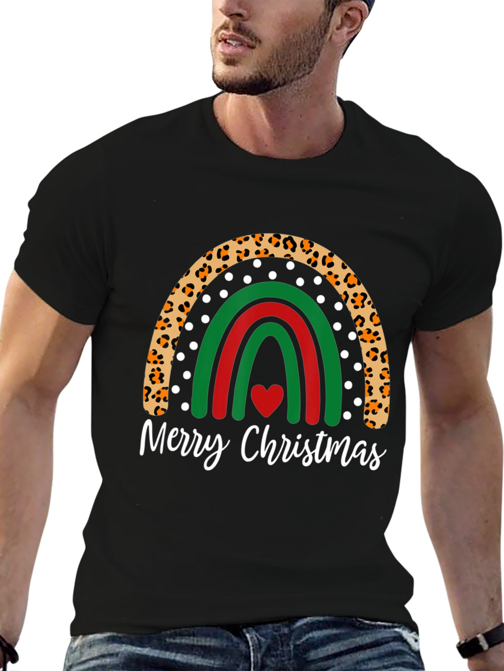 Merry Christmas Rainbow Graphic Tee