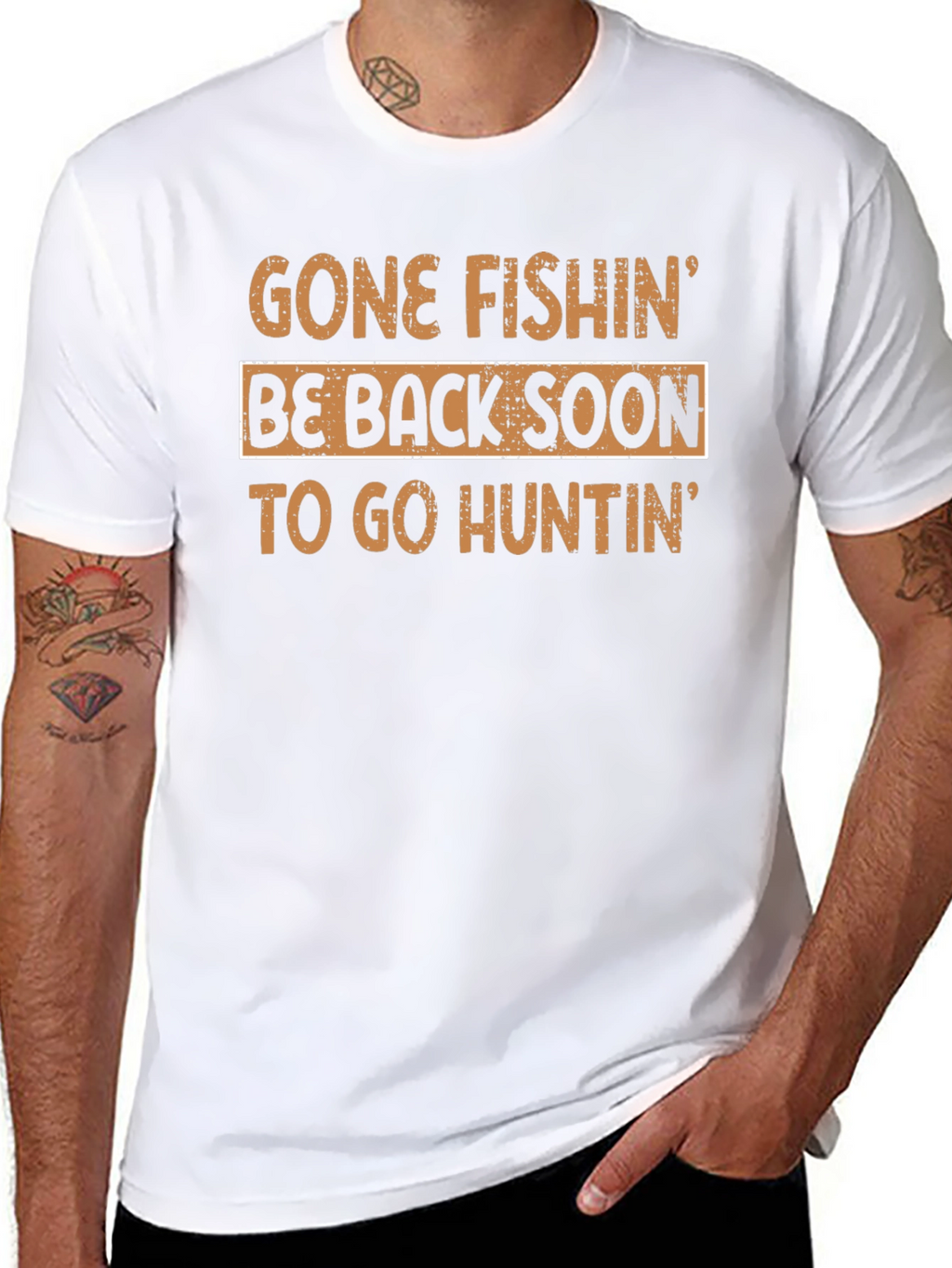 Gone Fishing Be Back Soon Mens Tee