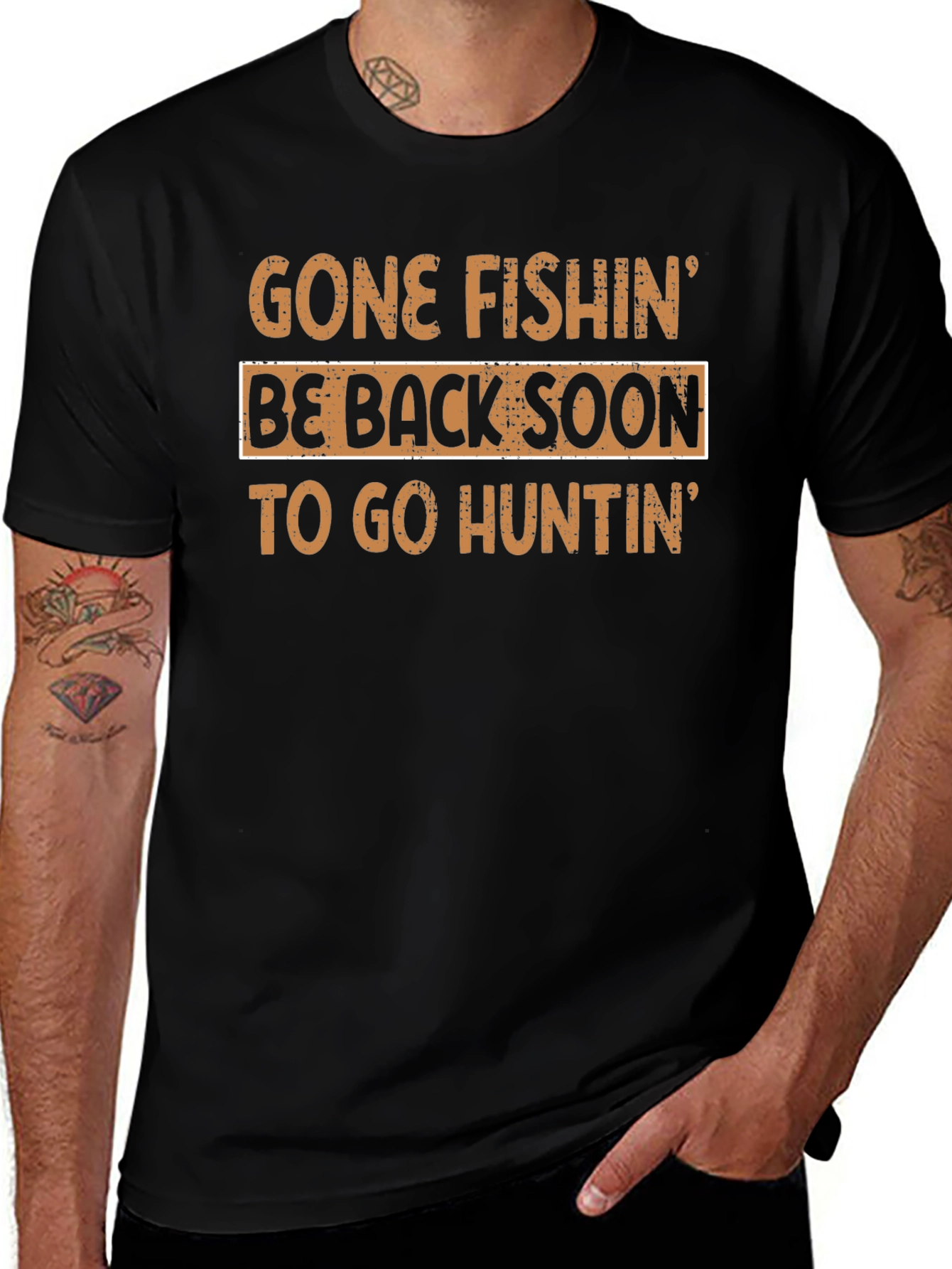Gone Fishing Be Back Soon Mens Tee