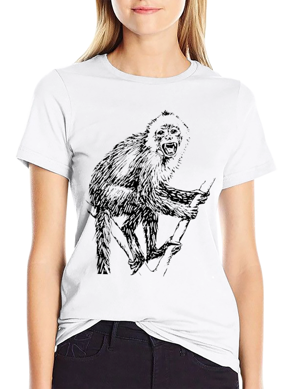Monkey Graphic Black T-Shirt - Mens Crew Neck Tee