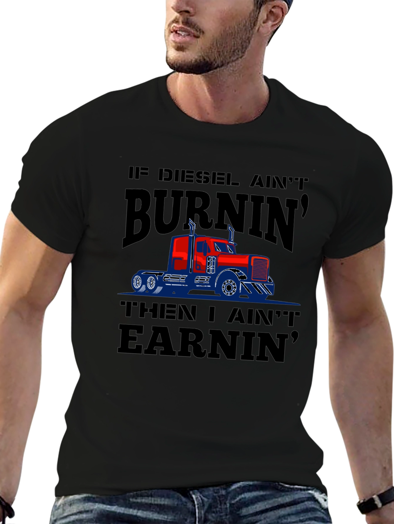 Diesel Burnin Trucker T-Shirt - Mens Black Tee