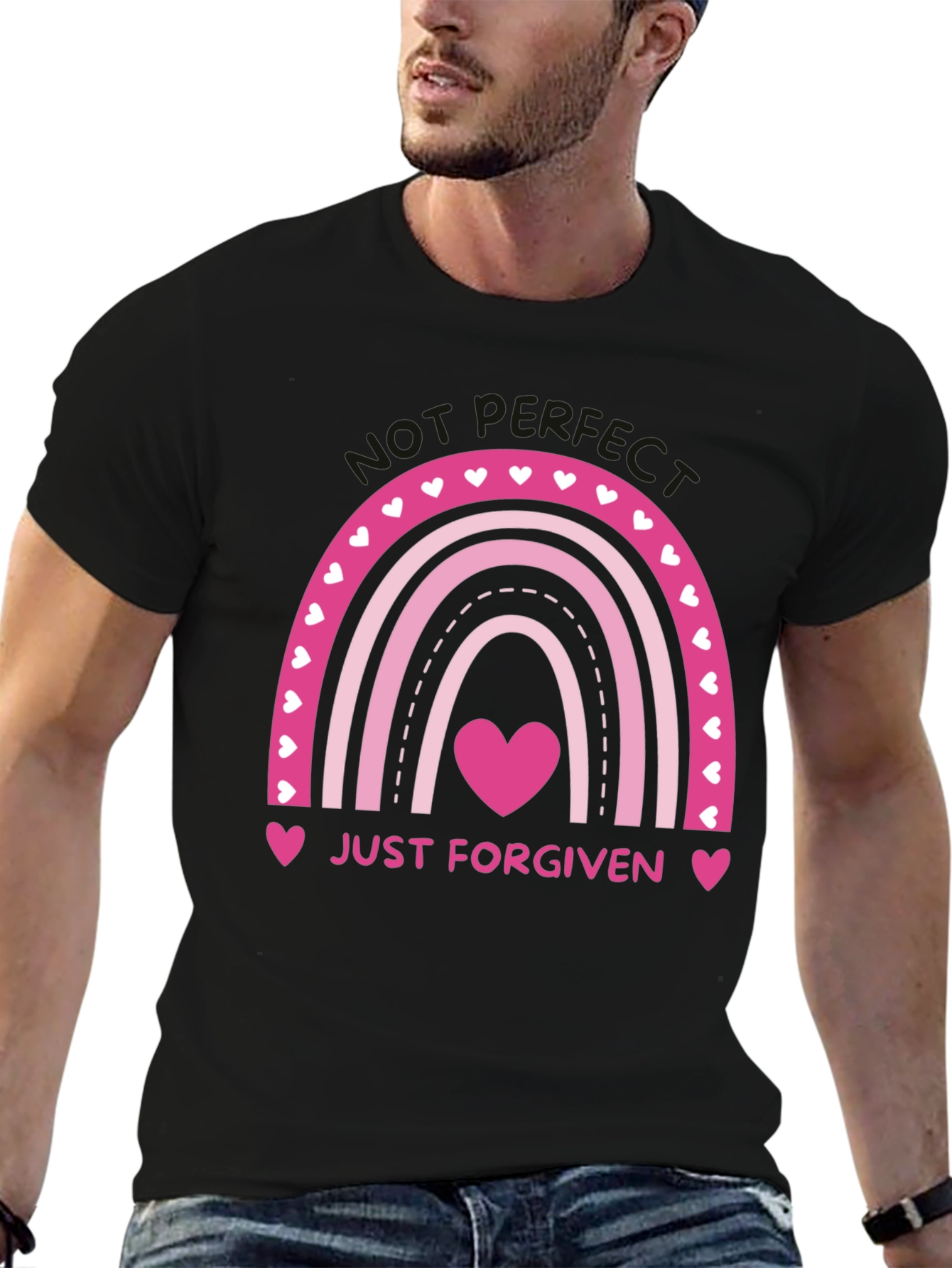 Just Forgiven Rainbow Heart Graphic Tee