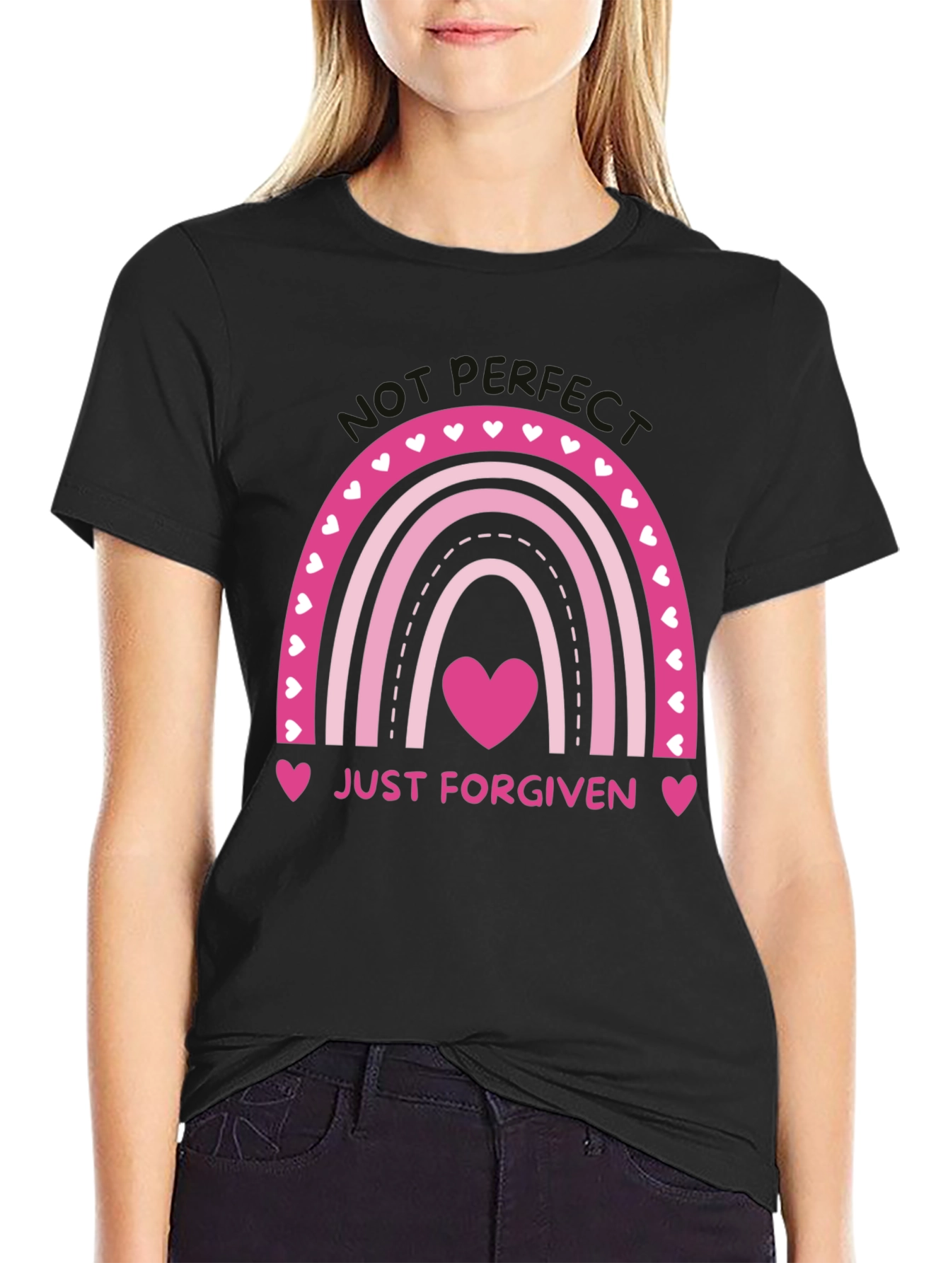 Just Forgiven Rainbow Heart Graphic Tee