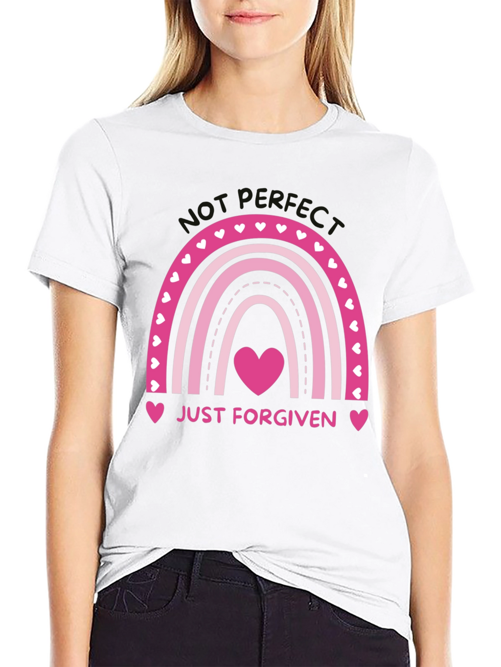 Just Forgiven Rainbow Heart Graphic Tee