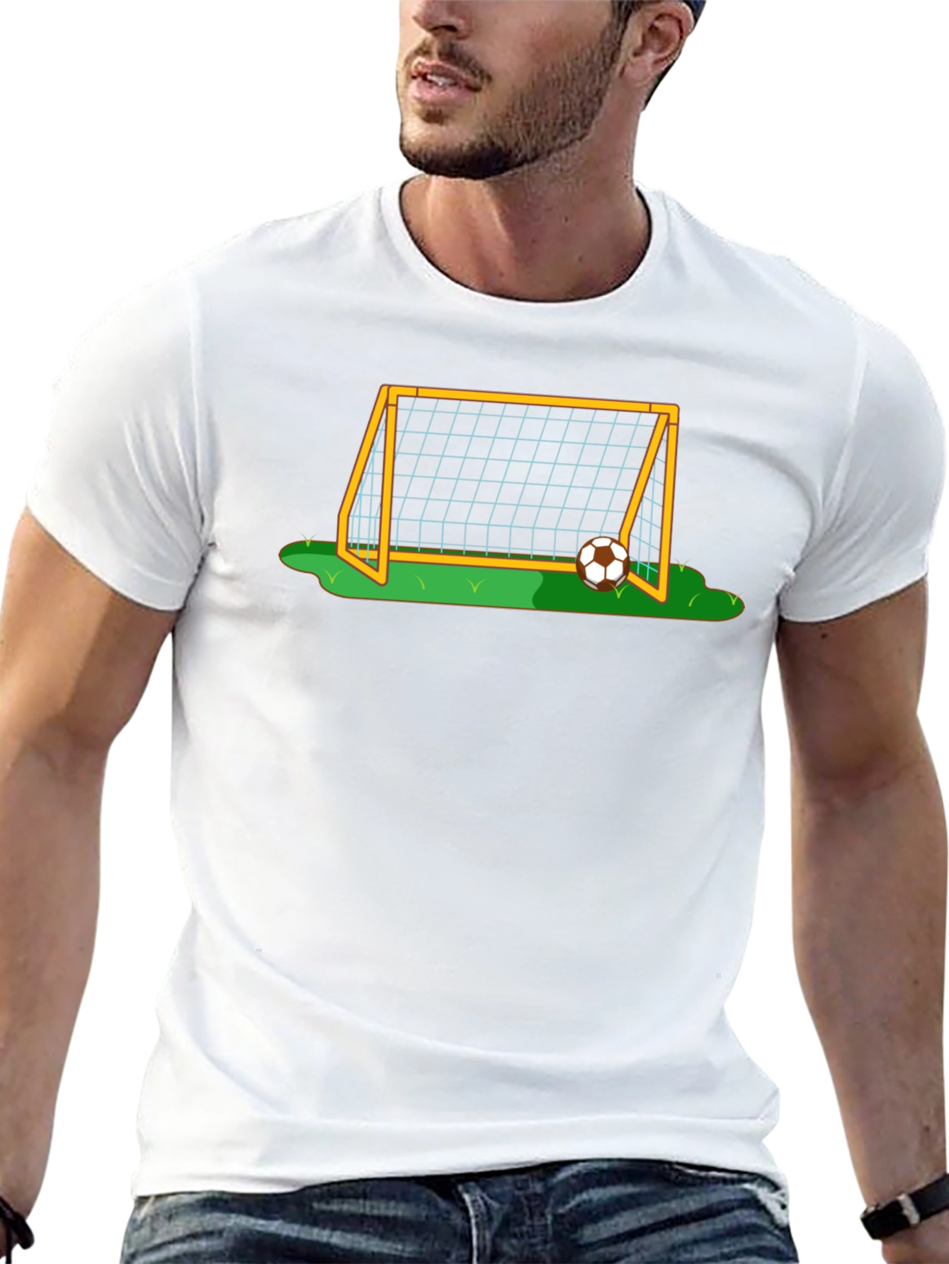 Soccer Goal Graphic Tee - Black Cotton T-Shirt