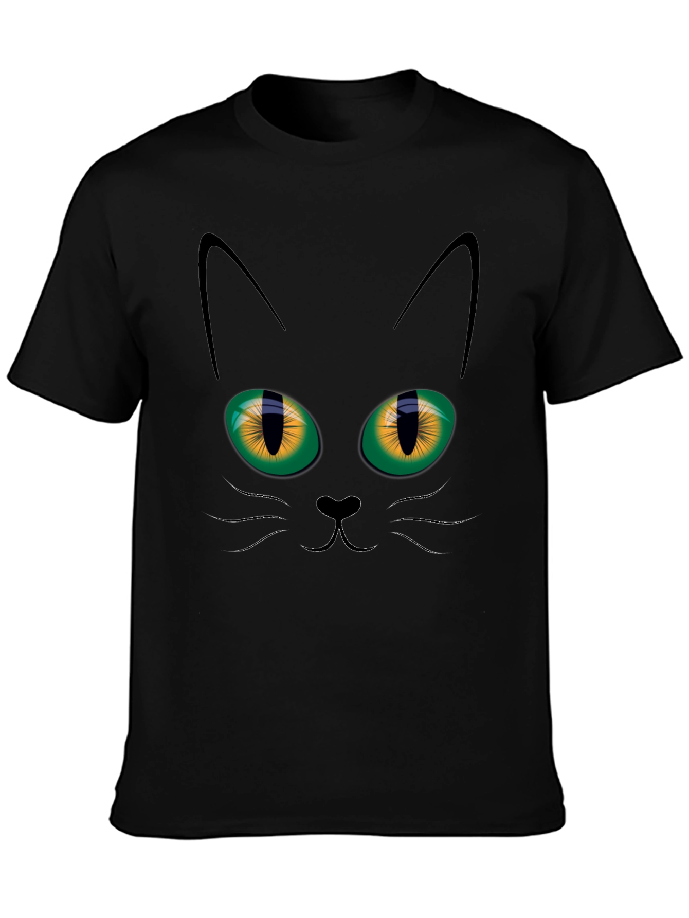Black Cat Face Graphic T-Shirt