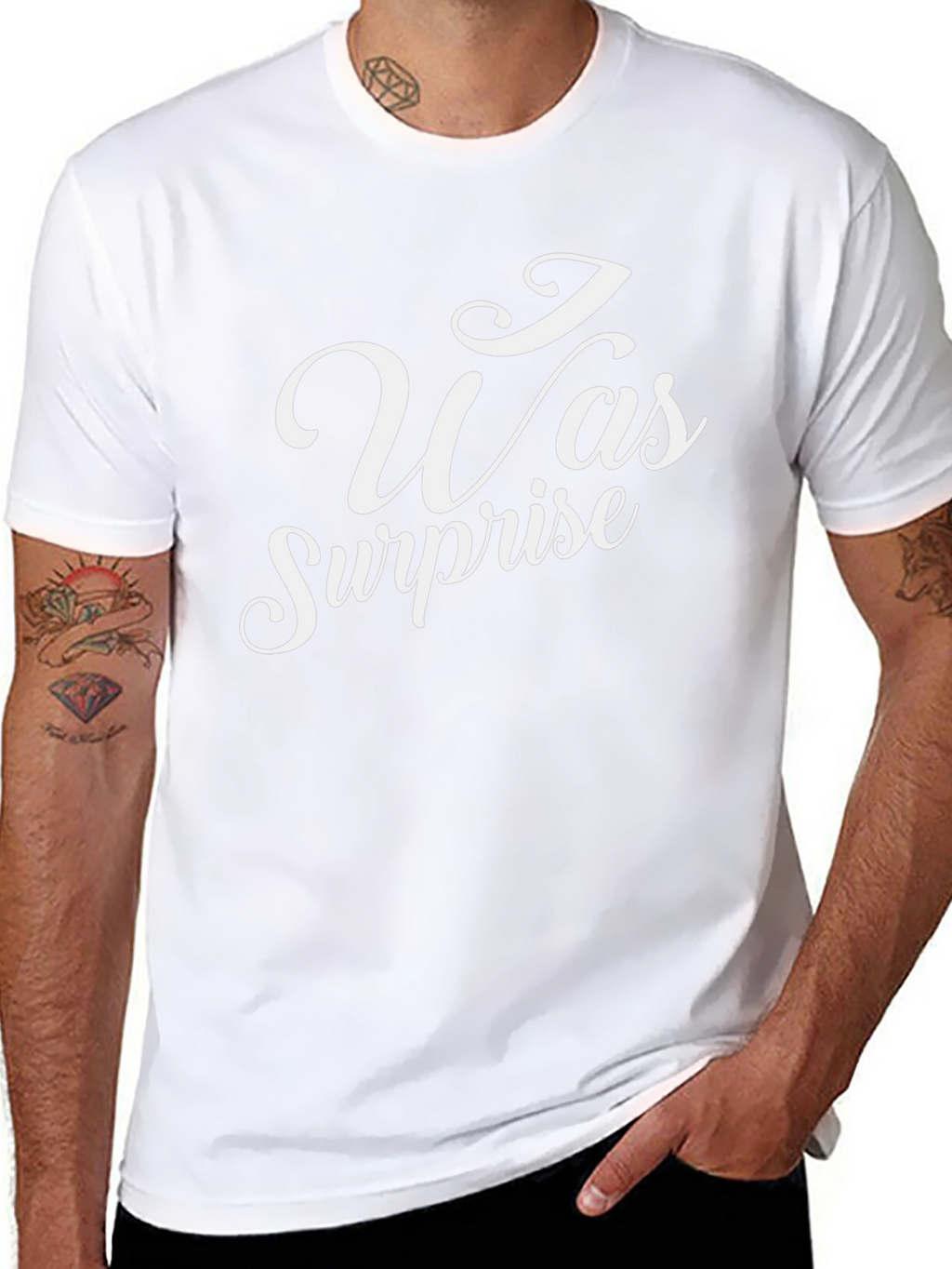 I Was Surprise T-Shirt - Black Crew Neck Tee