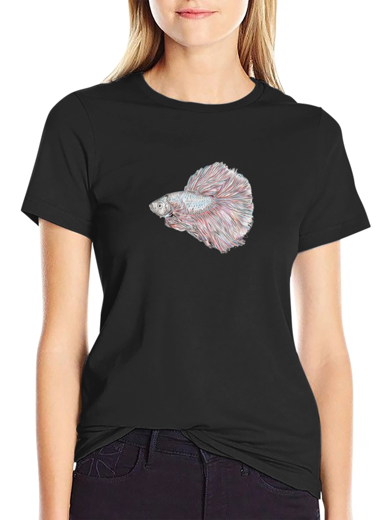 Betta Fish Graphic Tee - Black Cotton T-Shirt