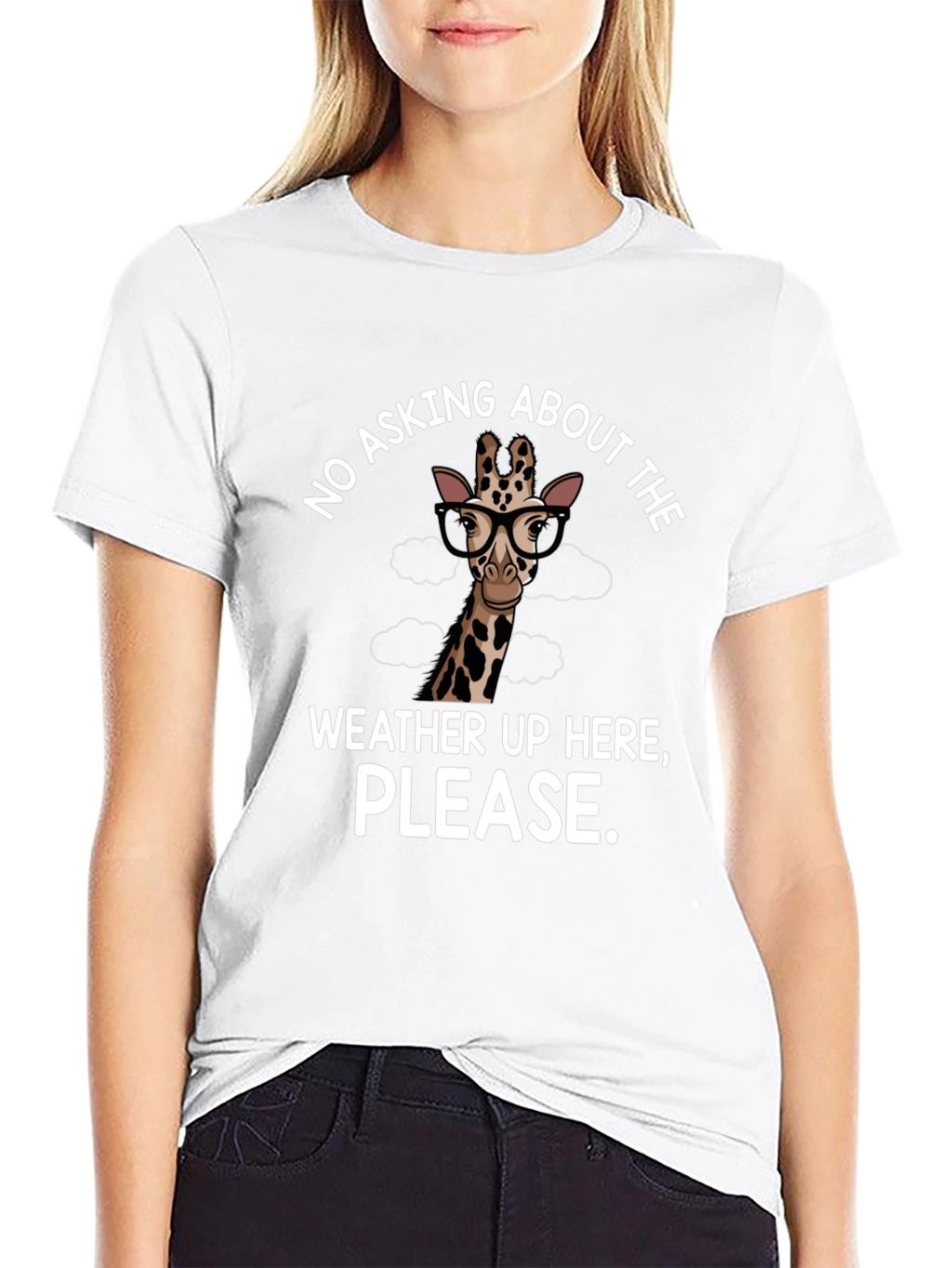 Funny Giraffe Weather T-Shirt - Novelty Tee