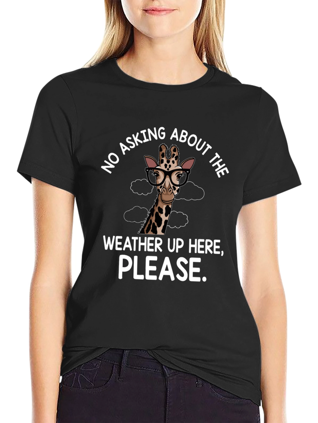 Funny Giraffe Weather T-Shirt - Novelty Tee