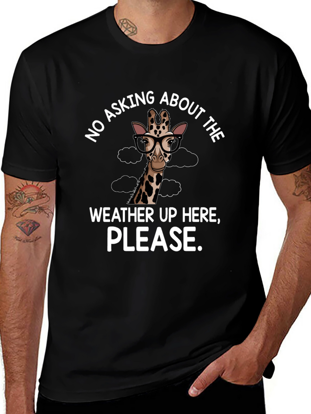 Funny Giraffe Weather T-Shirt - Novelty Tee
