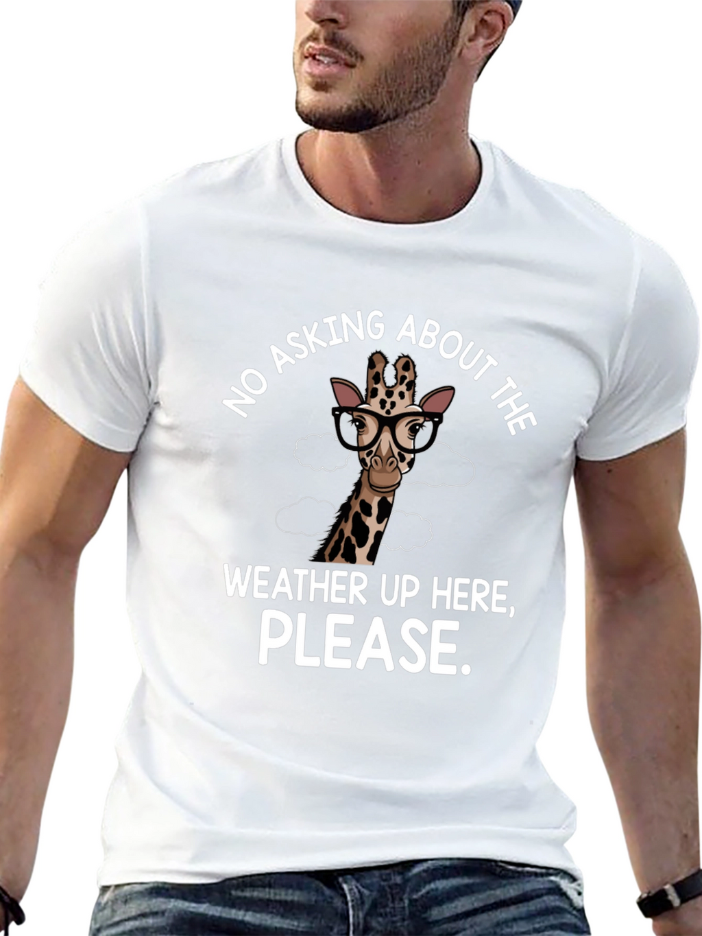 Funny Giraffe Weather T-Shirt - Novelty Tee