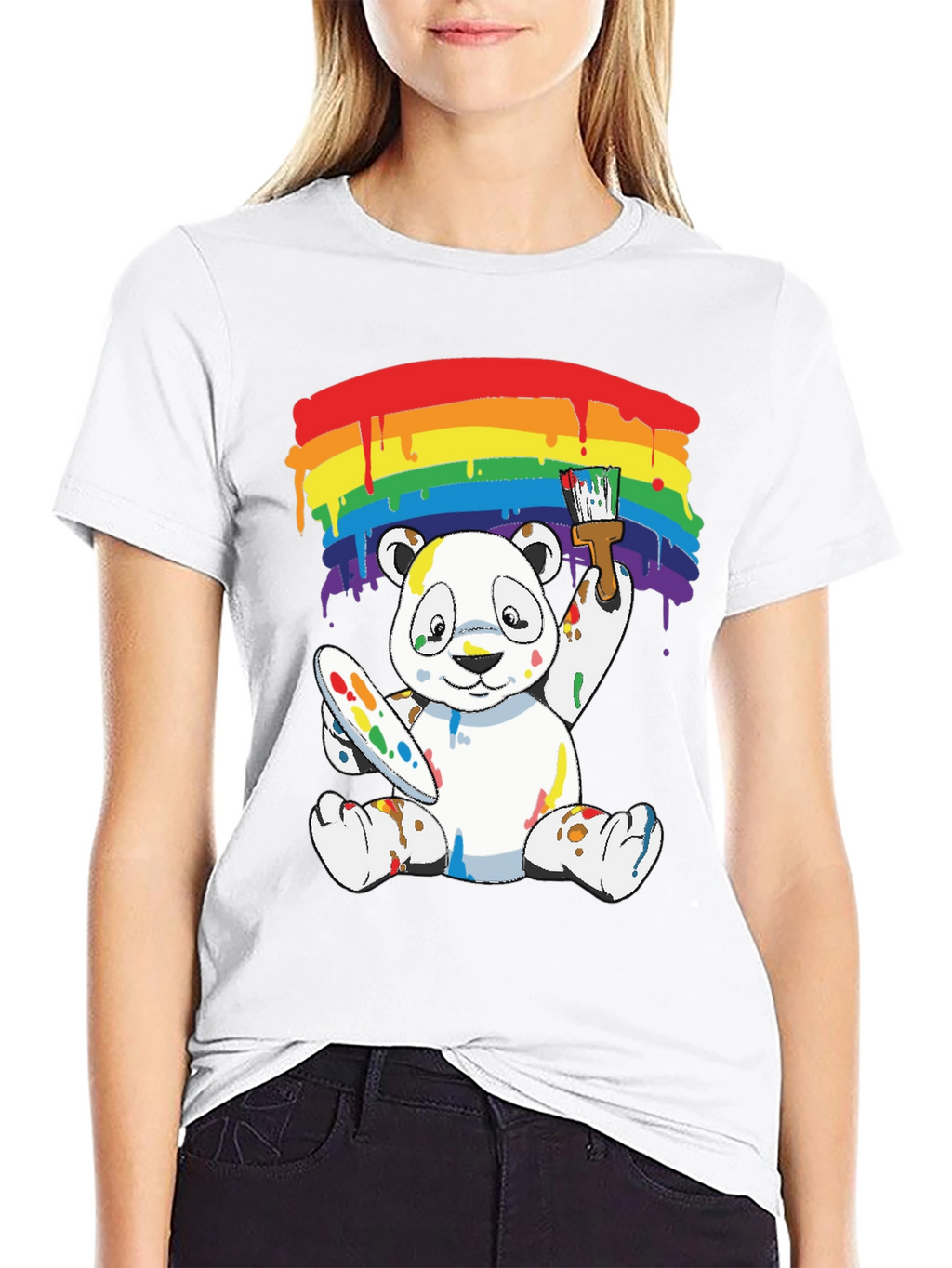 Rainbow Panda Bear Painter Graphic Tee