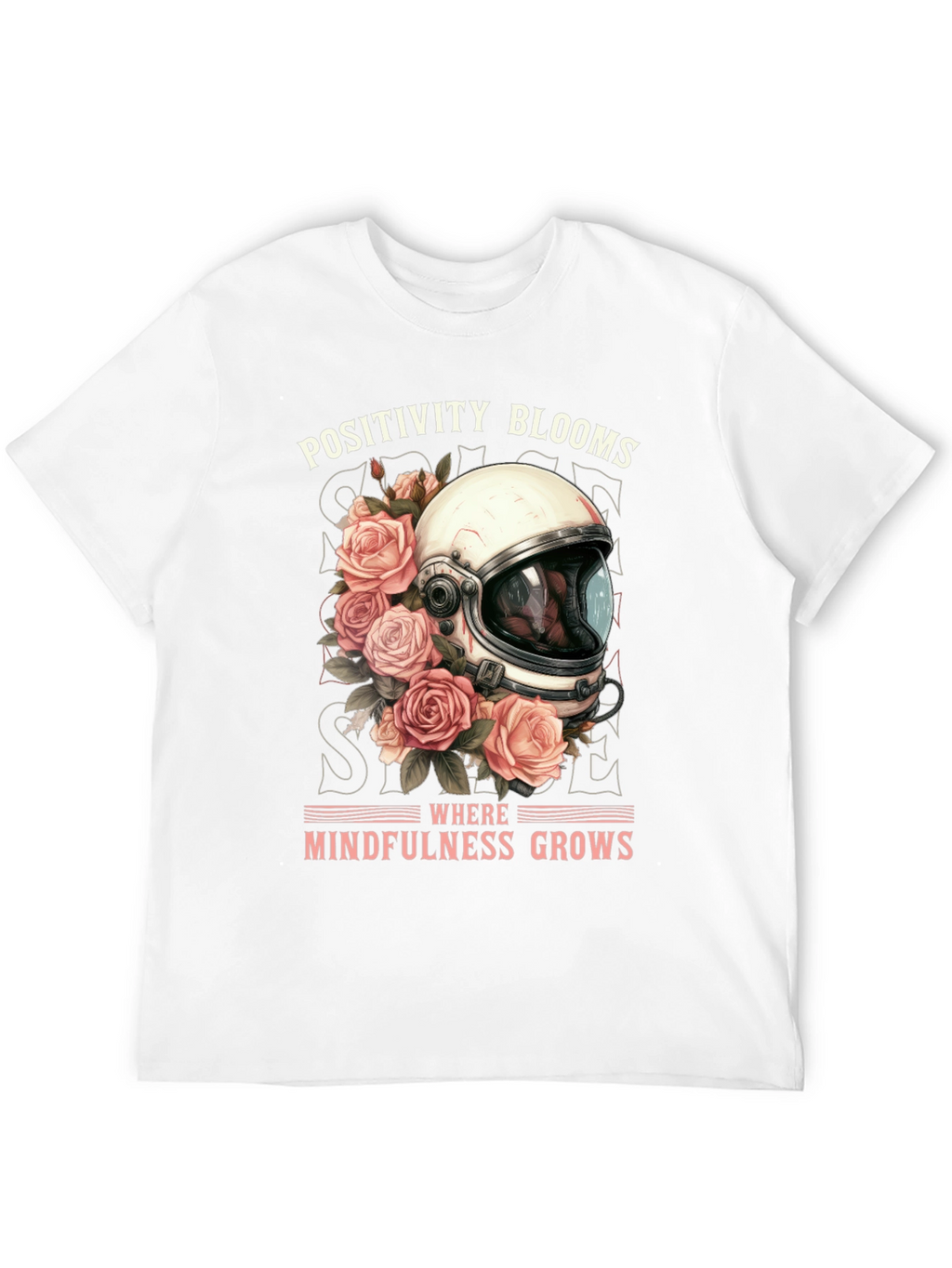 Positivity Blooms Tee - Astronaut Helmet & Roses